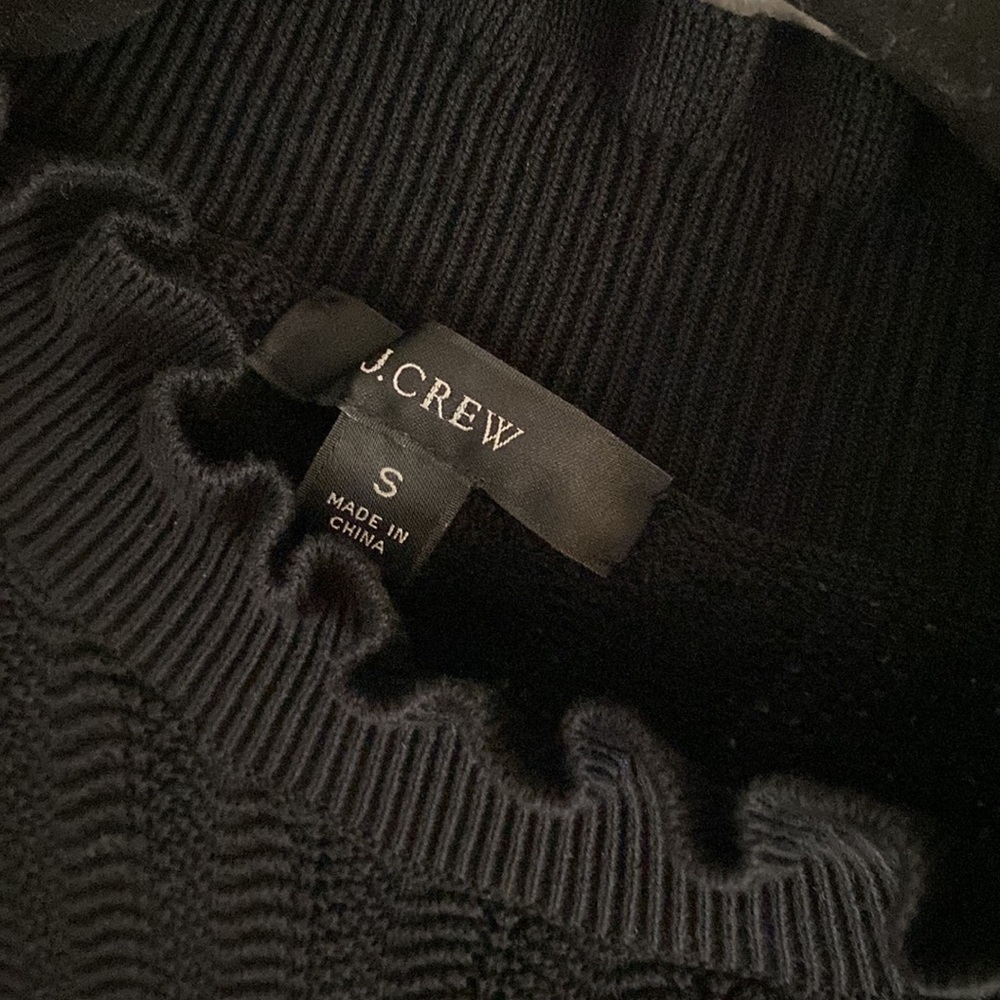 Pointelle ruffle mockneck sweater- J. Crew - Size S